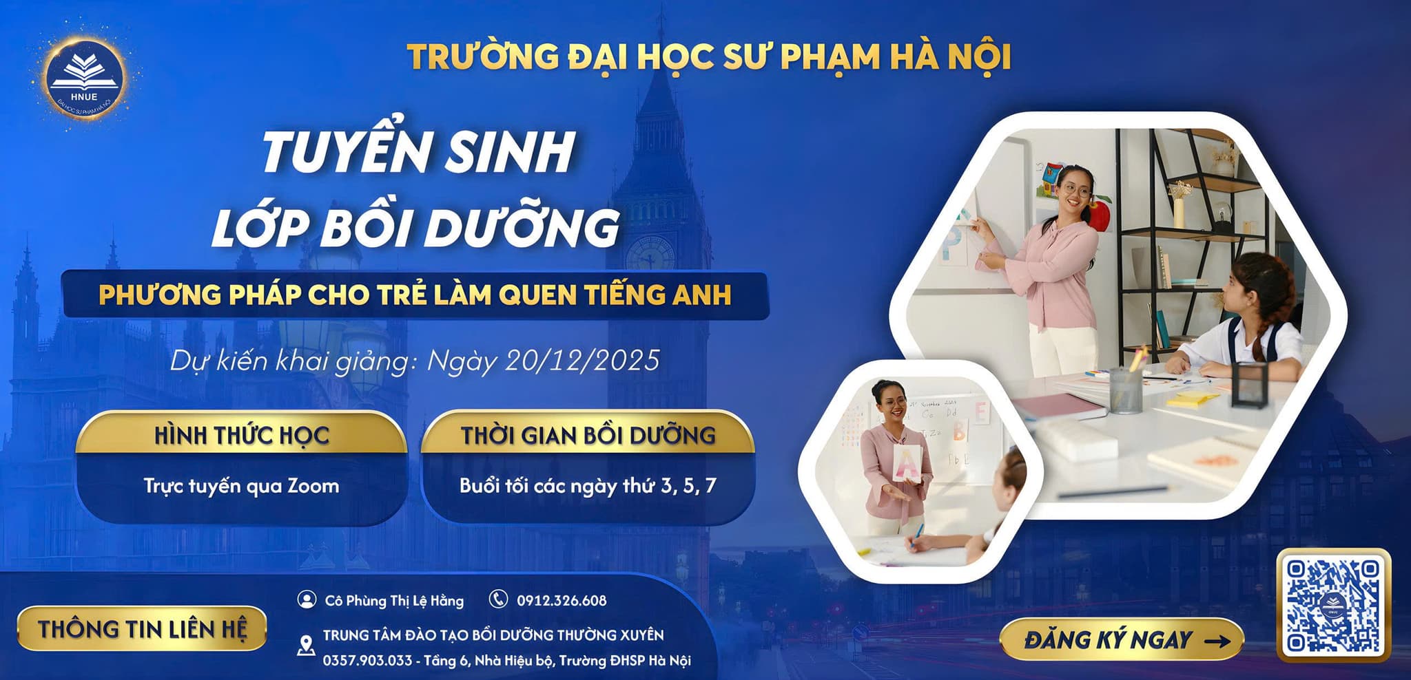 Thông báo tuyển sinh lớp bồi dưỡng Phương pháp cho trẻ làm quen tiếng Anh